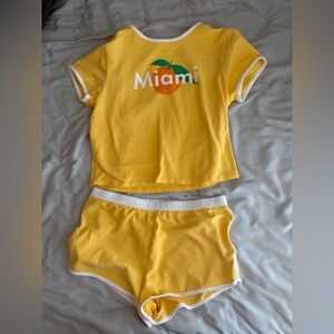 No Boundaries Yellow Miami Pajama Set